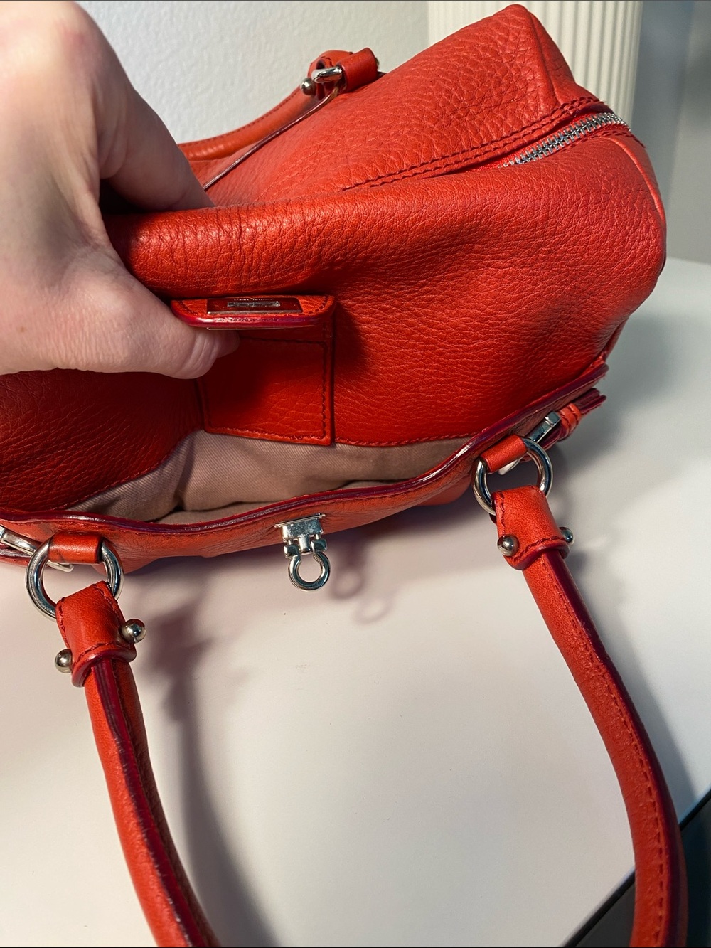Salvatore Ferragamo Pebble Leather Mini Red Bag - Picture 12 of 16